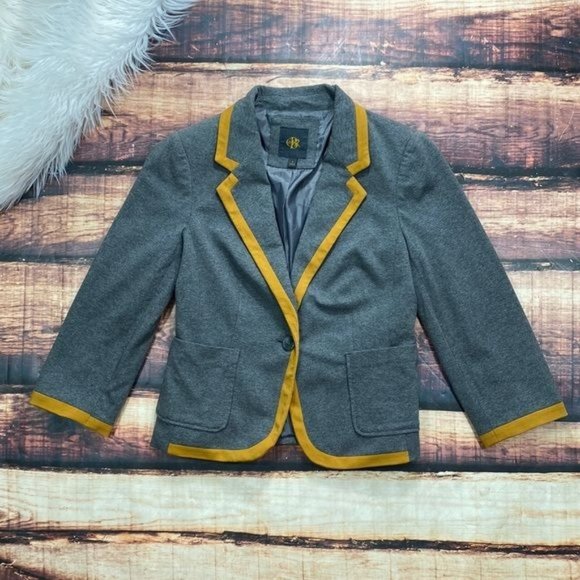 Jackets & Blazers - RELISTED Grey Blazer OBR Mustard Yellow Trim
